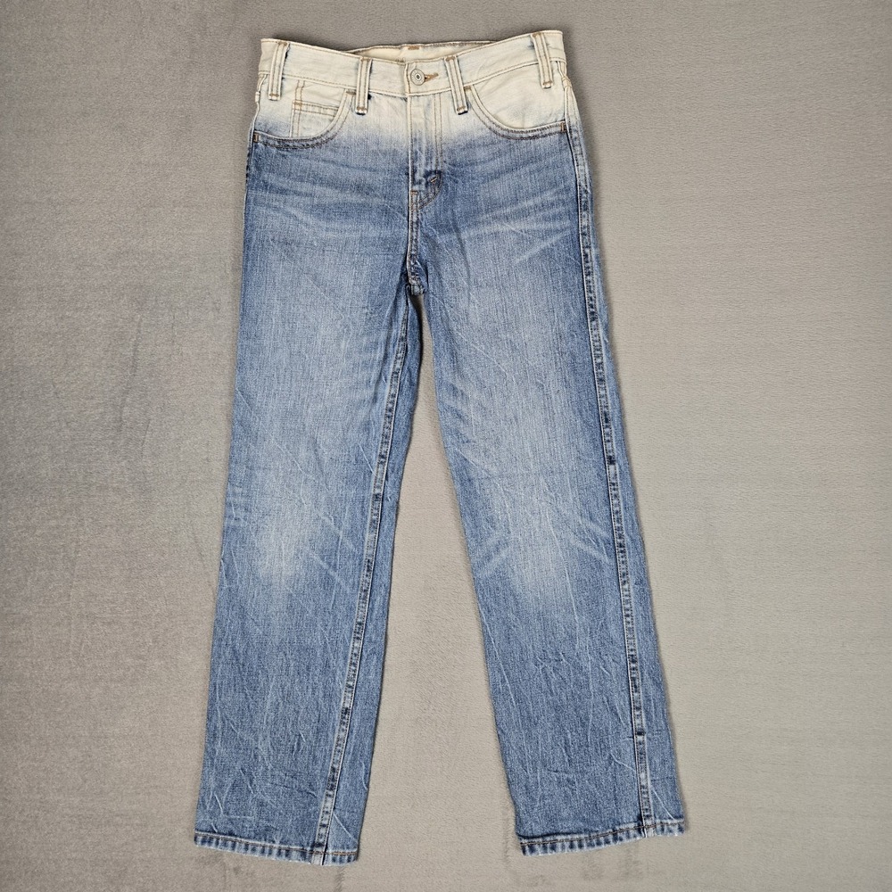 Levis Jeans Womens 24 Orange Tab Ombre Bleached High‎ Rise Straight Leg Denim